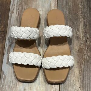 Michael by Michael Shannon White Tan Braided Strap Sandals